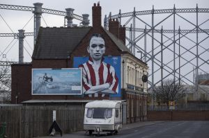 A mural of a Sunderland football hero, Raich Carter adorns the wall of the Blue Bell Pub in Hendon, his former home ...