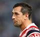 SYDNEY, AUSTRALIA - MAY 22: Mitchell Pearce of the Roosters looks on during the round 11 NRL match between the ...