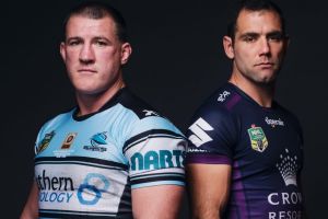 Cronulla captain Paul Gallen and Melbourne Storm captain Cameron Smith.