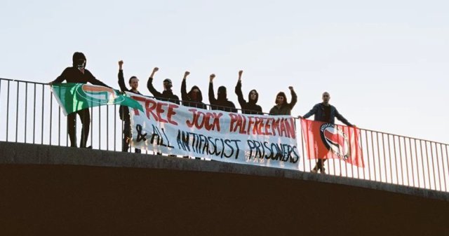 Anti-Fascist Action in Sydney does a banner action for Jock Palfreeman and all antifa prisoners! 