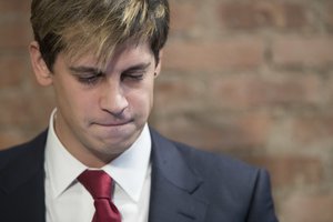 Milo Yiannopoulos speaks during a news conference, Tuesday, Feb. 21, 2017, in New York.