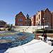  Workers put finishing touches on the amphitheater outside the newly renovated Old North...