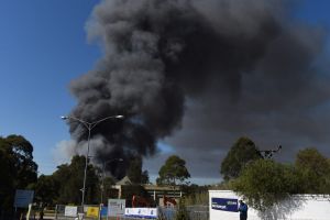 Black smoke filled the sky in Chullora. 