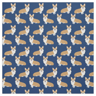 Corgis on Navy - cute dog pattern Fabric