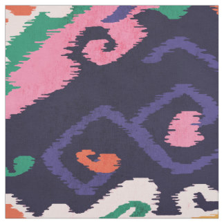 Cute colorful pink navy blue ikat tribal patterns fabric