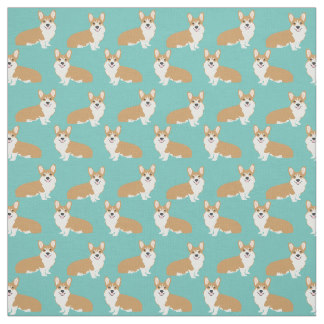 Cute corgi fabric - minty green