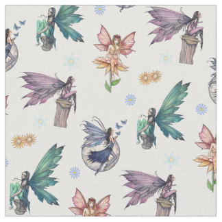 Cute Flower Fairy Fantasy Art Pattern Fabric