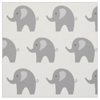 Cute grey elephant pattern fabric DIY textile