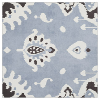 Cute neutral grey blue white ikat tribal patterns fabric