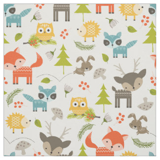 Cute Nursery Woodland Animals Fabric