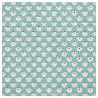 Cute Tiny White Chickens on Pale Blue Pattern Fabric