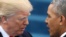 FILE - U.S. President Barack Obama, right, greets President-elect Donald Trump at inauguration ceremonies swearing in Trump as president on the West front of the U.S. Capitol in Washington, Jan. 20, 2017.