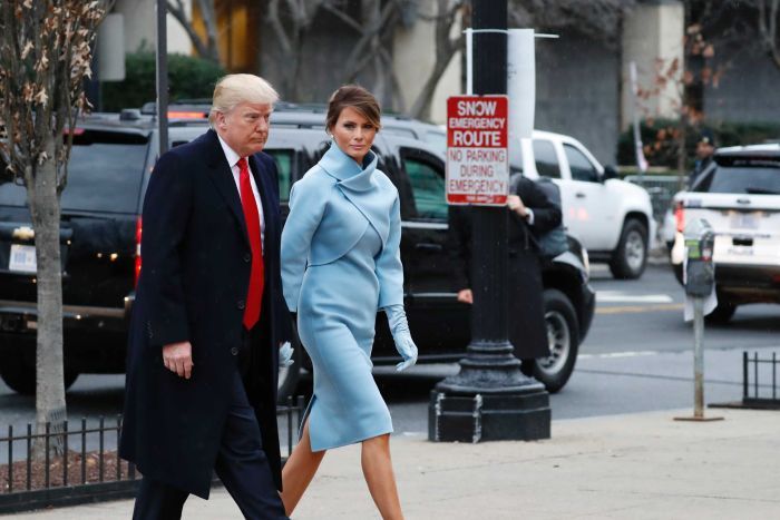 Trump arrives at the pre-inauguration church service