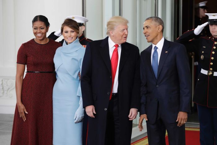 Barack Obama, Donald Trump and their wives on inauguration day