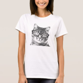 Cat with glasses t shirts for women