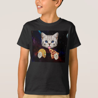 Space Cat with taco and pizza T-Shirt