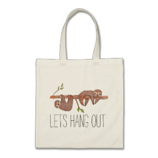 Baby Sloths hanging on Tree Pattern Tote Bag