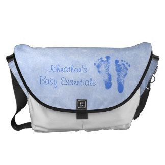 Cute Baby Boy Footprints Diaper Bag With Name