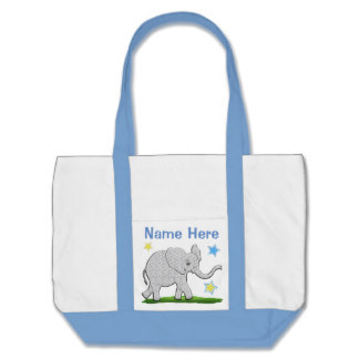 Large Personalized Canvas Tote with Baby Elephant