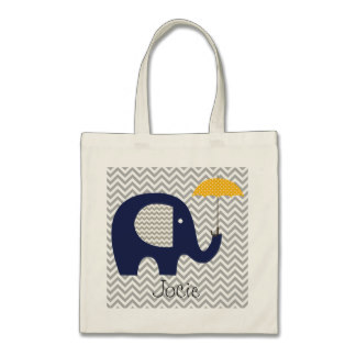 Navy Elephant Yellow Umbrella Custom Bag