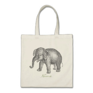 Vintage Happy Baby Elephant Tote Bag