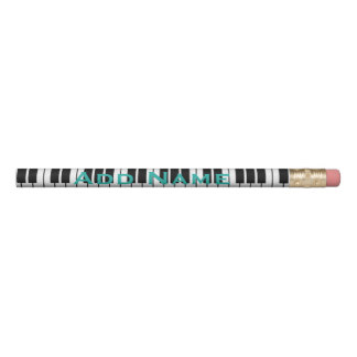 Custom name black and white piano keys pencil