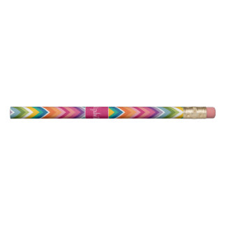 Huge Colorful Chevron Pattern Custom Name Pencil