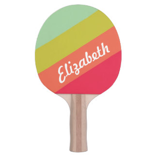 Pastel Rainbow Personalized Name Ping Pong Paddle