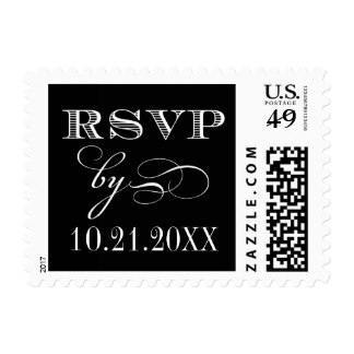 Black and White Custom RSVP Stamp