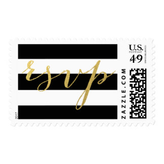 CHIC GOLD RSVP | STRIPED BLACK POSTAGE