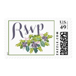 "RSVP" Succulent Bouquet Wedding Response Postage