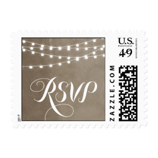 Summer String Lights Wedding RSVP Postage