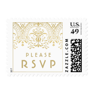 Wedding RSVP Postage | Gold Vintage Glamour