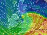 The 80mph Storm Doris is shown spinning on a path towards Britain on this NASA Terra satellite image