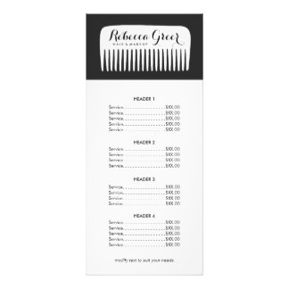 Modern Black and White Hairstylist Price List Menu