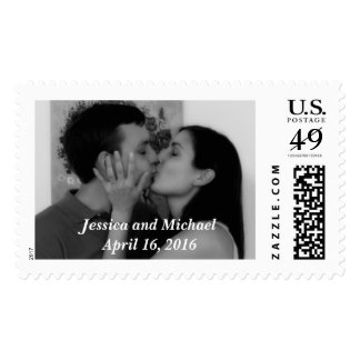 Custom Wedding Photo Save Date Black White Postage