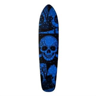 Florescent Blue Green Skull Bling Skateboard Deck