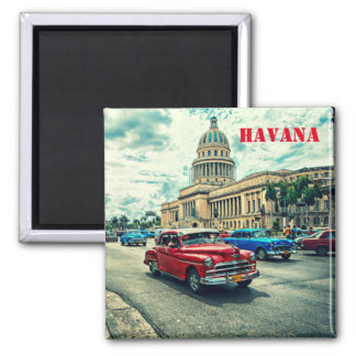 Foto vieja del Caribe del coche de La Habana Cuba Imanes