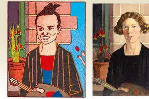 Spirited: Demons No.1 pick Daisy Pearce, left, and original Margaret Preston self-portrait.