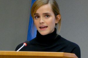 UN Women Goodwill Ambassador and actress Emma Watson makes a speech at the United Nations headquarters in New York City ...