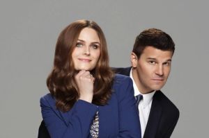 Emily Deschanel and David Boreanaz in Bones.