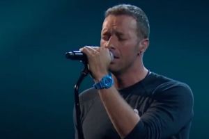 Coldplay's Chris Martin performs at the Brits.