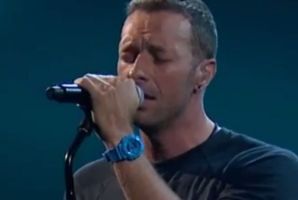 Coldplay's Chris Martin performs at the Brits.