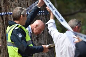 Police at the scene on Monday.