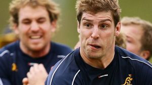 SYDNEY, AUSTRALIA - JULY 08: Dan Vickerman runs with the ball during an Australian Wallabies training session at Manly ...