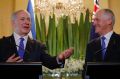 Israeli Prime Minister Benjamin Netanyahu, left, with Australian Prime Minister Malcolm Turnbull during their joint ...