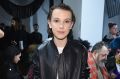 Millie Bobby Brown attends the Calvin Klein Collection Front Row during New York Fashion Week on February 10, 2017 in ...