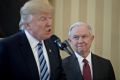 Jeff Sessions, US attorney general, right, with President Donald Trump.
