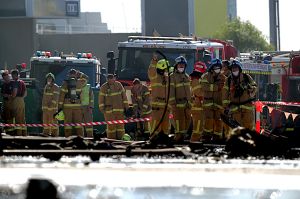 The scene of a plane crash at Essondon Fields DFO . Photo by Jason South