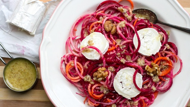 Irena Macri's raw beetroot and carrot salad with goat's cheese.